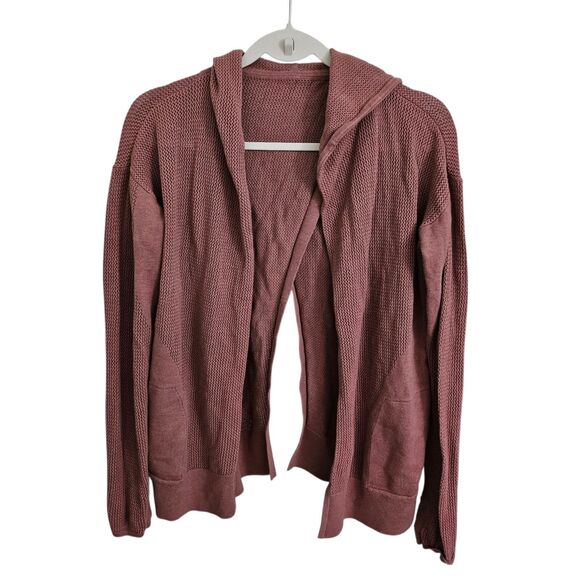 Lululemon Sweaters - Lululemon Cardigan 8 Still Movement Wrap Heathered Quicksand Pink Sweater Hooded